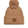 UGG Chunky Rib Knit Beanie Pom - Camel