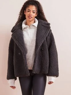 UGG Ugg Gertrude Short Teddy Coat - Ink